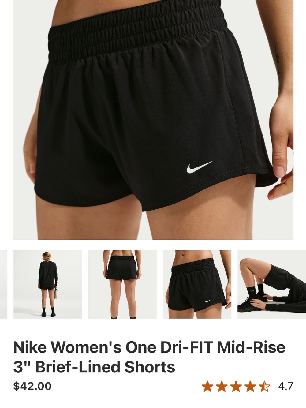Nike Women's Black Athletic 3" Mid-Rise Shorts